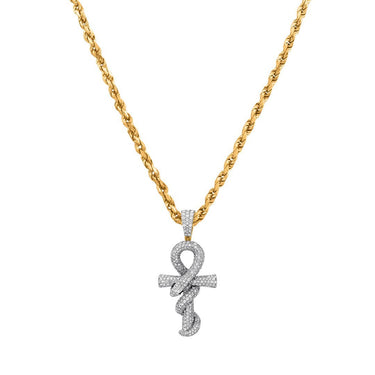 14k Yellow Gold Diamond Snake Ankh 3 Ctw